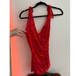 Diane Von Furstenberg DVF 100% silk mesh neon top size M y2k designer